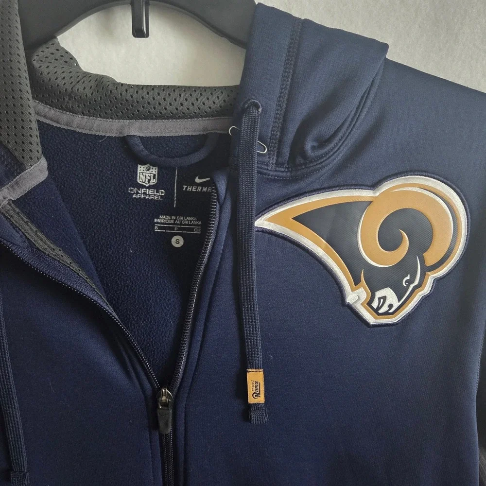 Nike NFL St. Louis Rams Therma-FIT Full Zip Hoodie Mens Small Navy Blue